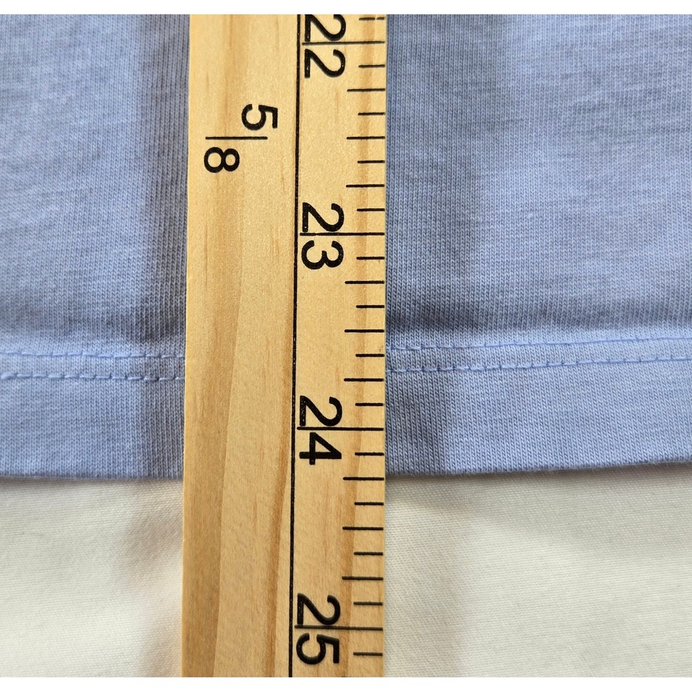 Lands End Womens Medium 10 12 V-Neck Long Sleeve Cotton T-Shirt Light Blue - Picture 3 of 6
